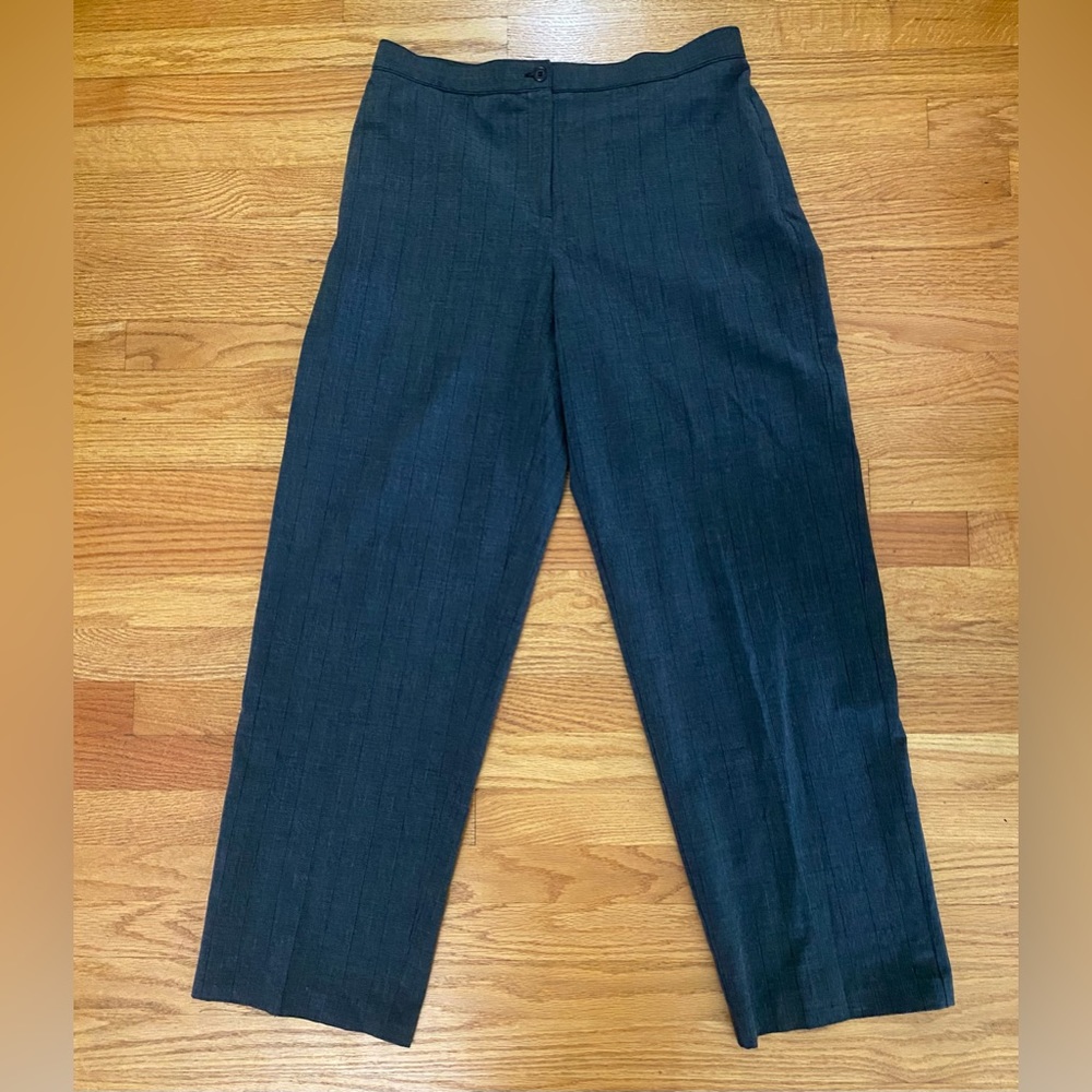 Briggs New York Dress Pants Women’s 14 Gray Black Striped Slacks Workwear Casual